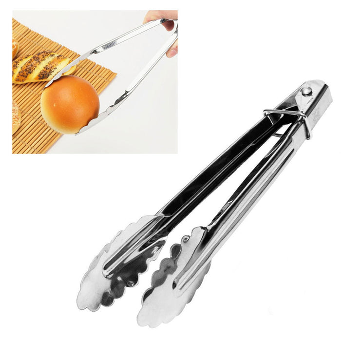 Utility Tongs 9 Stainless Steel Serving Tong Food Lock BBQ Kitchen