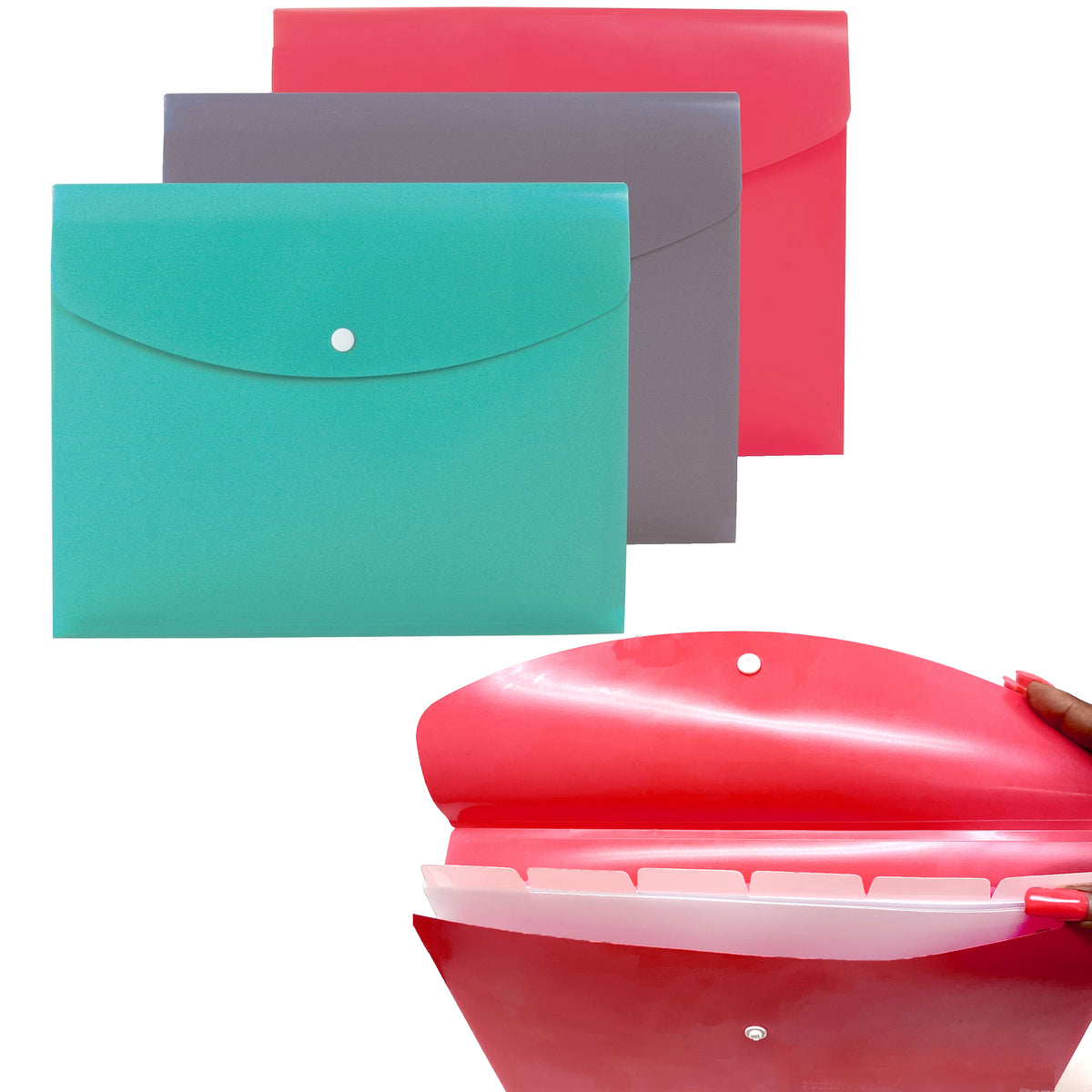 3 Pc Expandable 7 Pocket File Folder Letter Paper Organizer Slim Schoo — AllTopBargains