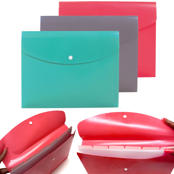 3 Pc Expandable 7 Pocket File Folder Letter Paper Organizer Slim School Office