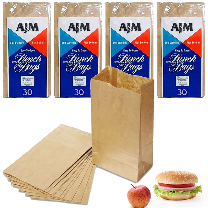 120ct Brown Paper Bags School Lunch Food Drive Meal Prep Snack Party Bag Grocery