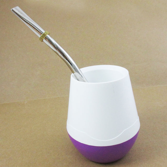 ARGENTINA MATE GOURD YERBA TEA W/ STRAW BOMBILLA HANDMADE HEALTHY DRINK SET 2715