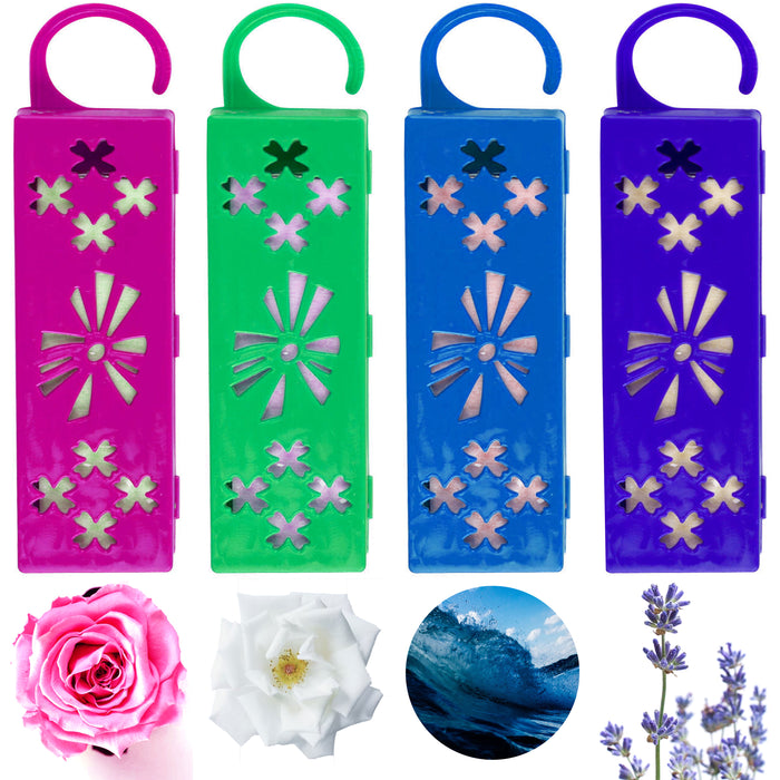 4 Pc Assorted Air Freshener Scented Closet Hangers Hanging Fresh Aroma Variety