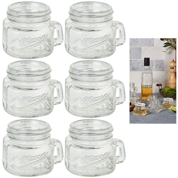 Set of 6 Mini Mason Jar Shot Glasses Glass Shooter Beer Mugs Wedding Favor Gift