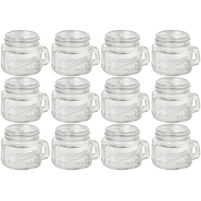 12 Pc Glass Mason Jar Shot Glasses Mini Mugs Shooter Wedding Favor Gift Party
