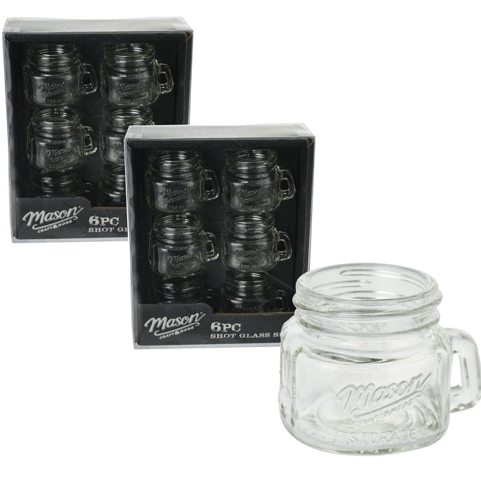12 Pc Glass Mason Jar Shot Glasses Mini Mugs Shooter Wedding Favor Gift Party