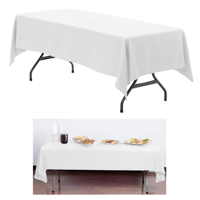 2 Pc Tablecloth White Plastic Waterproof Heavy Duty Dining Table Cover 54" X108"