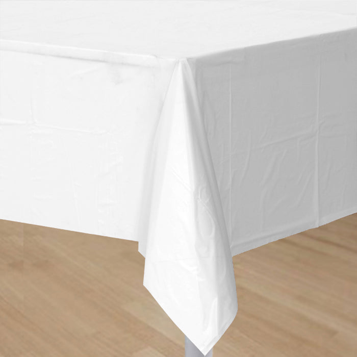 2 Pc Tablecloth White Plastic Waterproof Heavy Duty Dining Table Cover 54" X108"