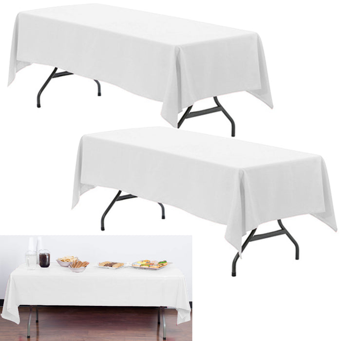 2 Pc Tablecloth White Plastic Waterproof Heavy Duty Dining Table Cover 54" X108"