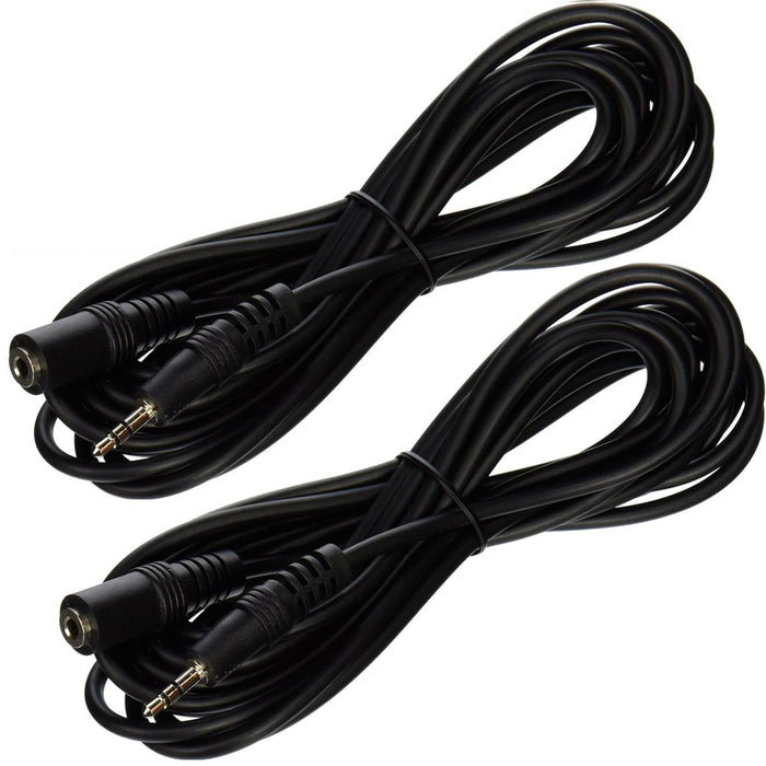 2 Pc 12ft 3.5mm Audio Aux Cable Jack Male Female Stereo Extension Headphone Cord