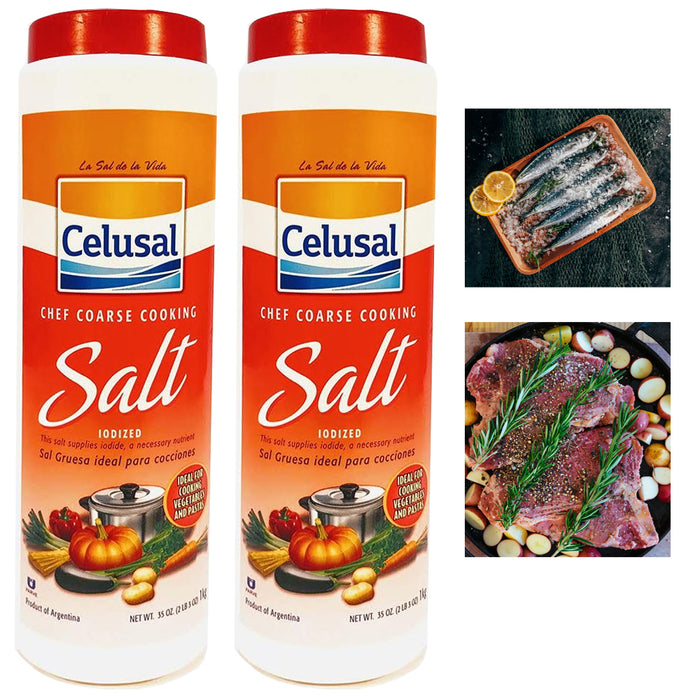 2 Celusal Coarse Iodized Salt Cooking Sal Parrillera Argentina Pampas Seasoning