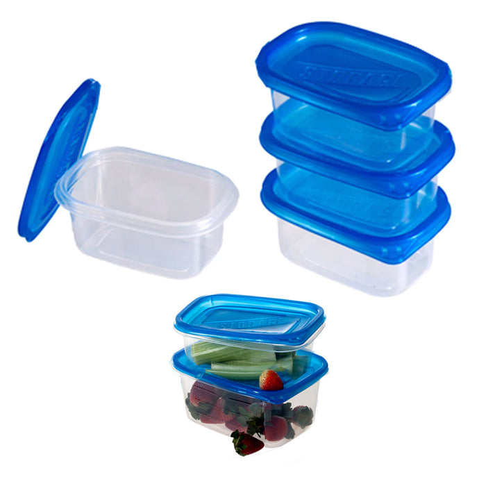 3 x Food Storage Container Freezer Microwave Dishwasher Safe Lids Lunch BPA Free, Blue
