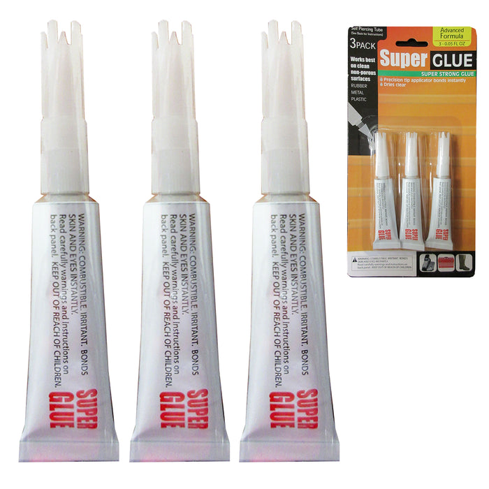 3 PC Super Strong Glue Adhesive Precision Tip Instant Bond for Metal Dries Clear