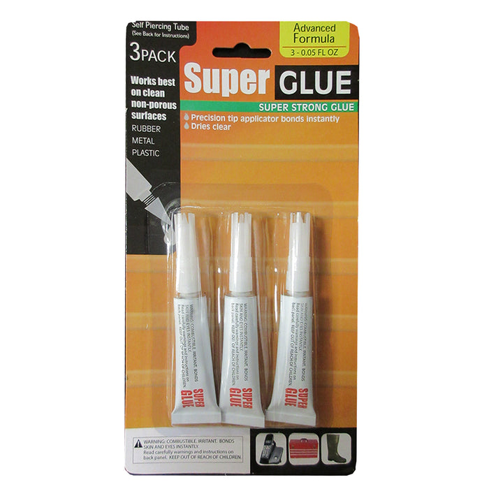 3 Pc Super Strong Glue Adhesive Precision Tip Instant Bond For Metal Dries Clear