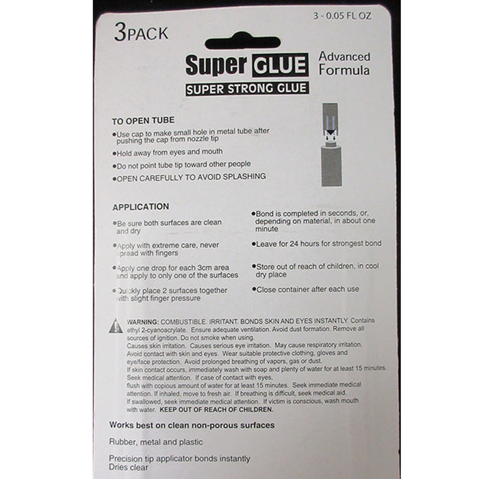 6 Pc Precision Tip Super Strong Glue Adhesive For Metal Dries Clear Instant Bond