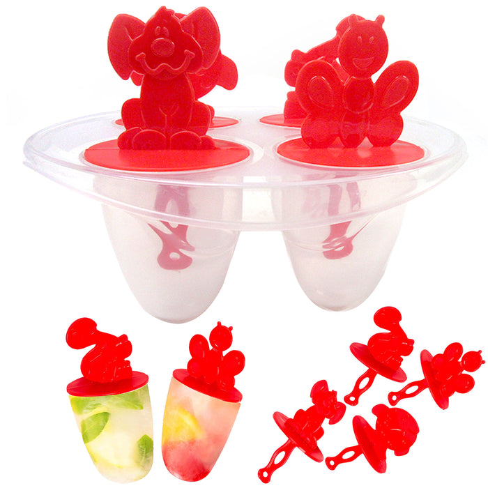 4 Mold Freezer Ice Pop Maker Popsicle Dessert Ice Cream Frozen Pops Cake Treats