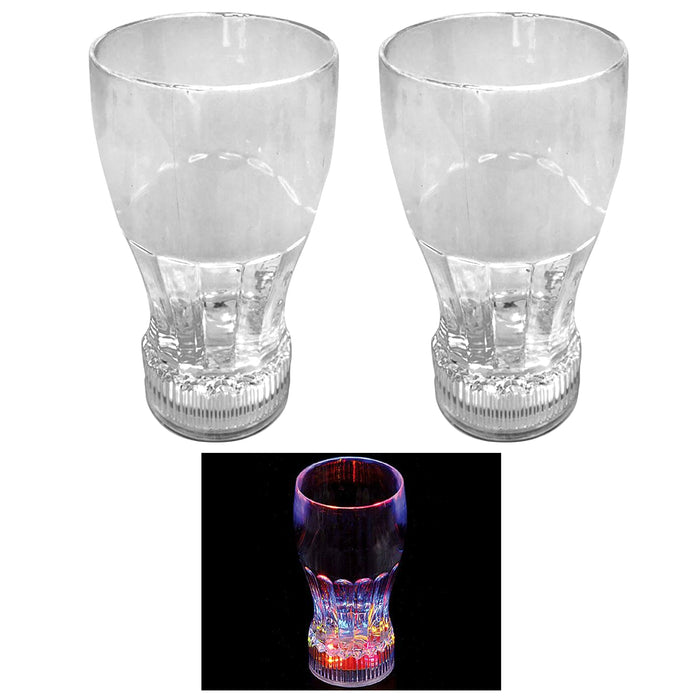 2 LED Light Up Blinking Cup Flashing Shot Glass Bar Club Party Beer Drink 11oz
