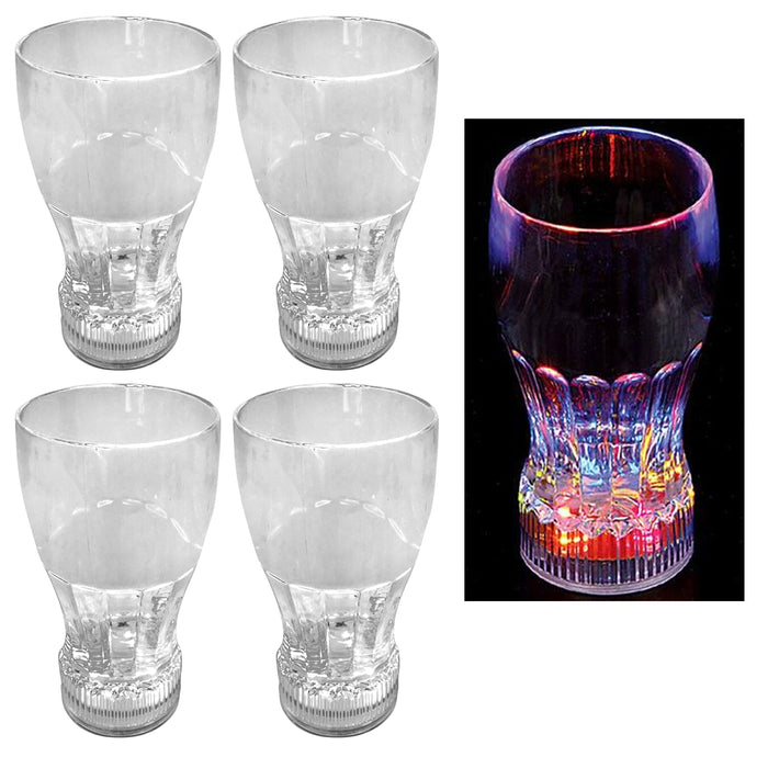 4 Light Up Led Cola Glass Flashing Party Cup Blinking Drink Shot Bar Club 11oz