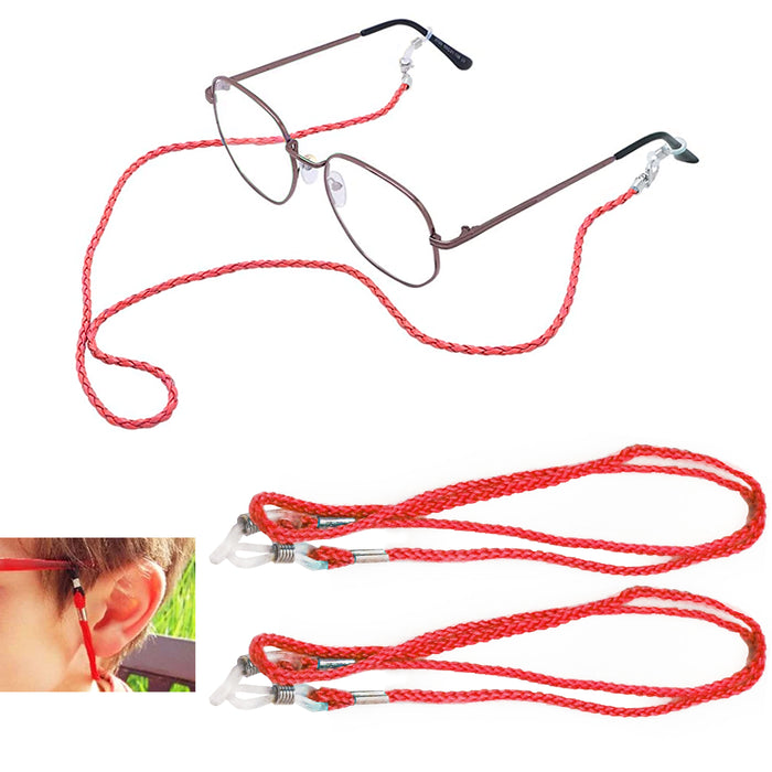 2 Pc Red Glasses Strap Neck Cord Sports Eyeglasses Sunglasses Rope String Holder