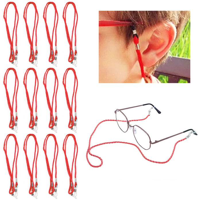 12 Bulk Red Lanyard Glasses Strap Braided Cord Eyewear Sunglasses String Holder