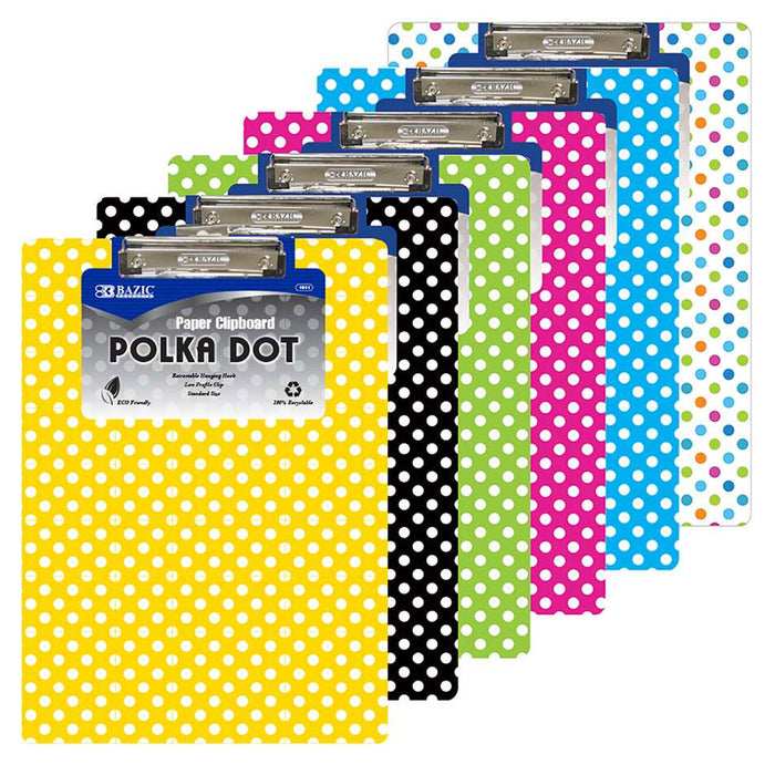 2 Bright Polka Dot Clipboards Standard Size Low Profile Clip Hard Letter Paper