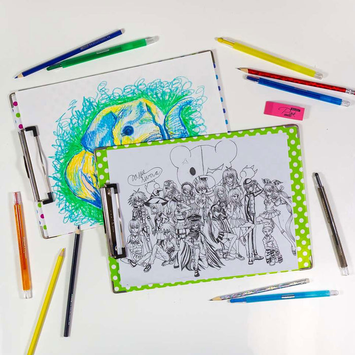 2 Bright Polka Dot Clipboards Standard Size Low Profile Clip Hard Letter Paper