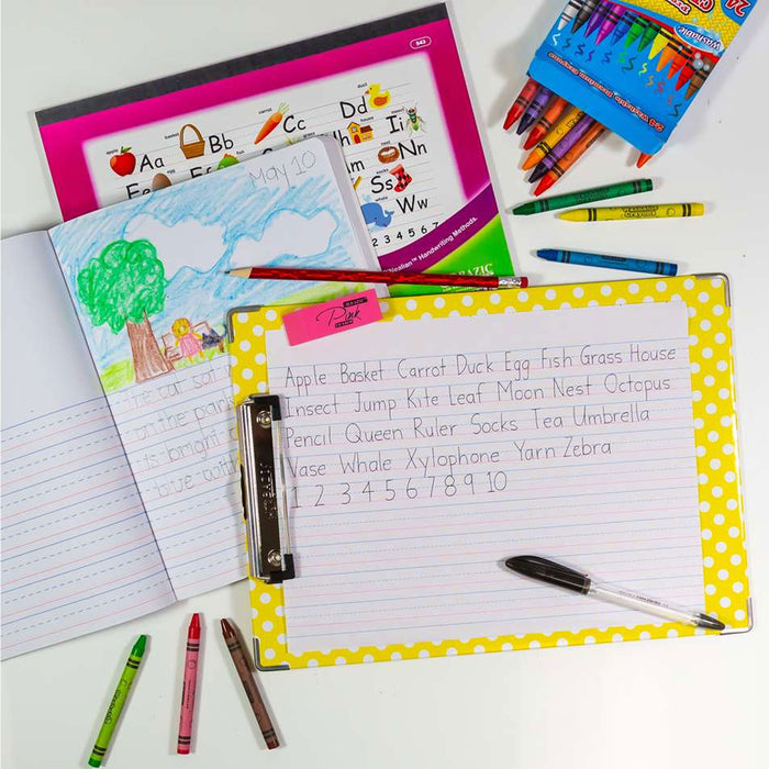 6 Hard Boards Bright Polka Dot Clipboards Standard Size Letter Low Profile Clip