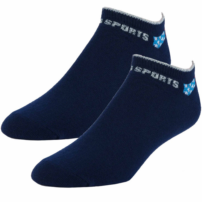 2 Pairs No Show US Sport Socks Men Cushion Crew Athletic Basketball 10-13 Navy