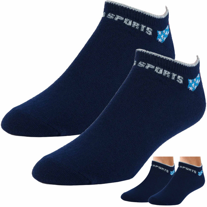 4 Pairs Running Socks No Show US Sports Cushion Low Cut Crew Athletic Navy 10-13
