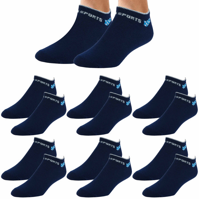 6 Pairs US Sports Running Socks No Show Cushion Crew Athletic Casual Navy 10-13