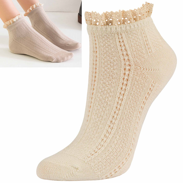 8 Pairs Fashion Women Ankle Socks Ruffle Fancy Retro Lace Princess Frilly 9-11