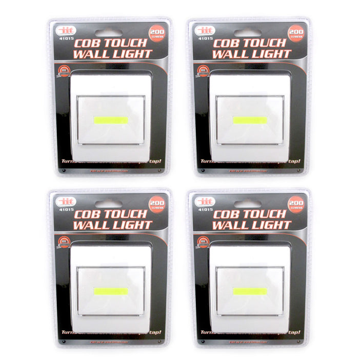 4 Pc Wall Light Cob Touch Wireless Closet Cordless Night Light Battery Operated