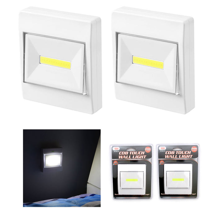2Pc COB LED Magnetic Wall Night Light Battery Operated Cordless Switch Cabine