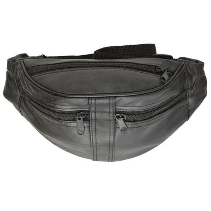 Genuine Leather Black Fanny Pack Waist Bag Hip Belt Pouch Travel Purse Men Women