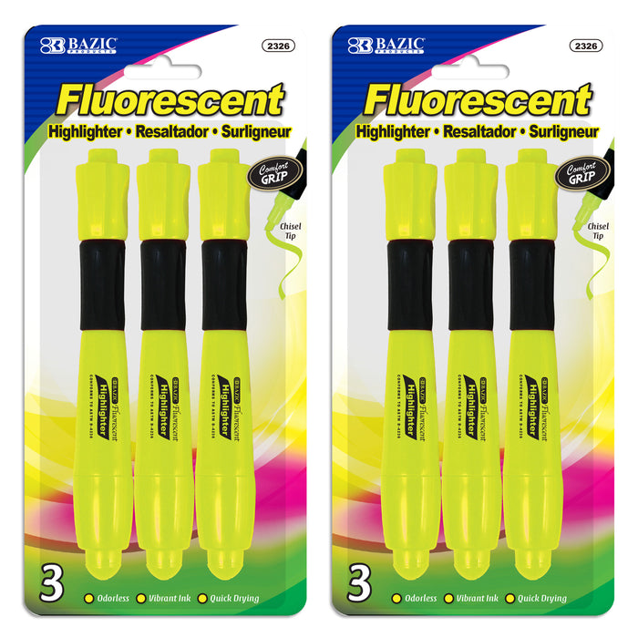 6 Pc Highlighter Markers Pen Neon Yellow Quick Dry Chisel Tip Fluorescent School