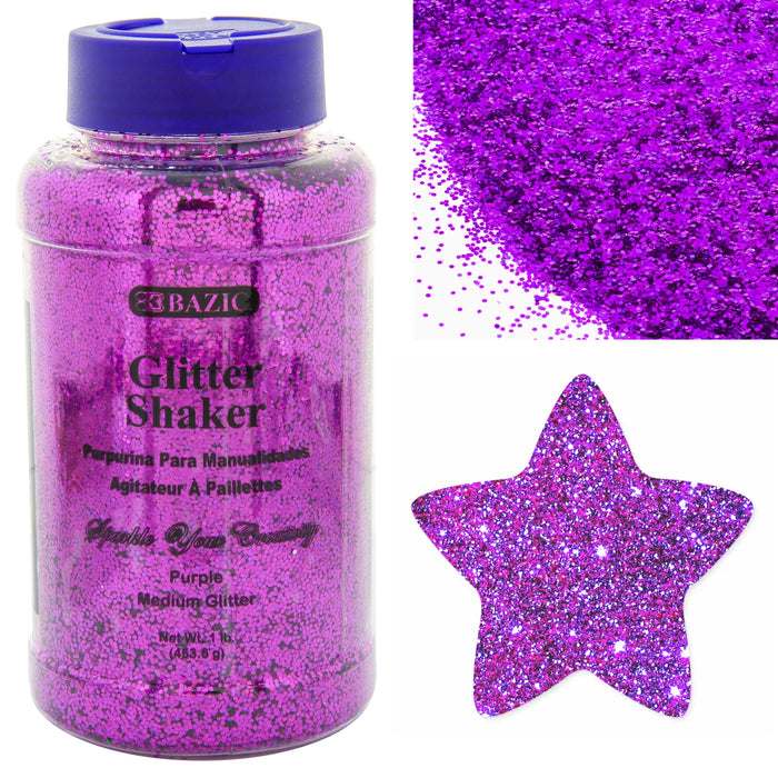 BAZIC Purple Glitter Shaker 16oz Jar 1lb Art Project Crafts Sparkle Party Decor