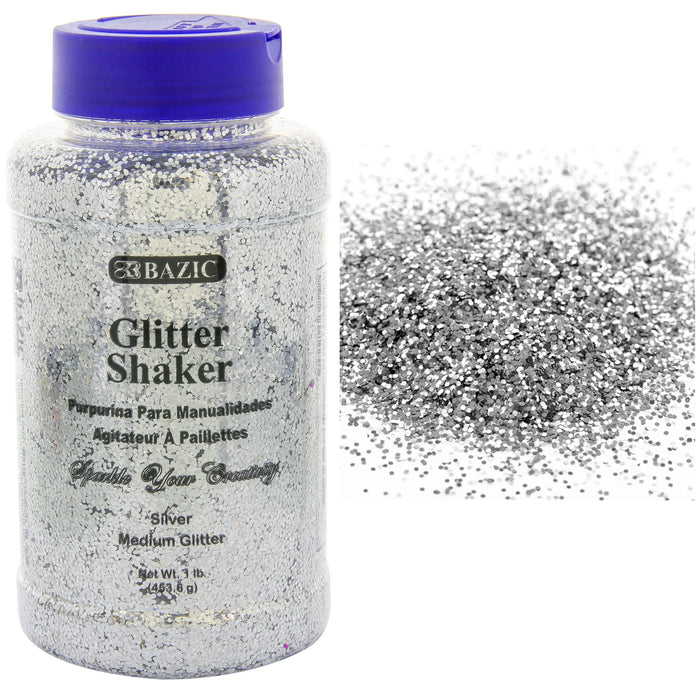 Silver Glitter Shaker BAZIC Bottle 16oz Jar 1lb Crafts Art Project Sparkle Shine