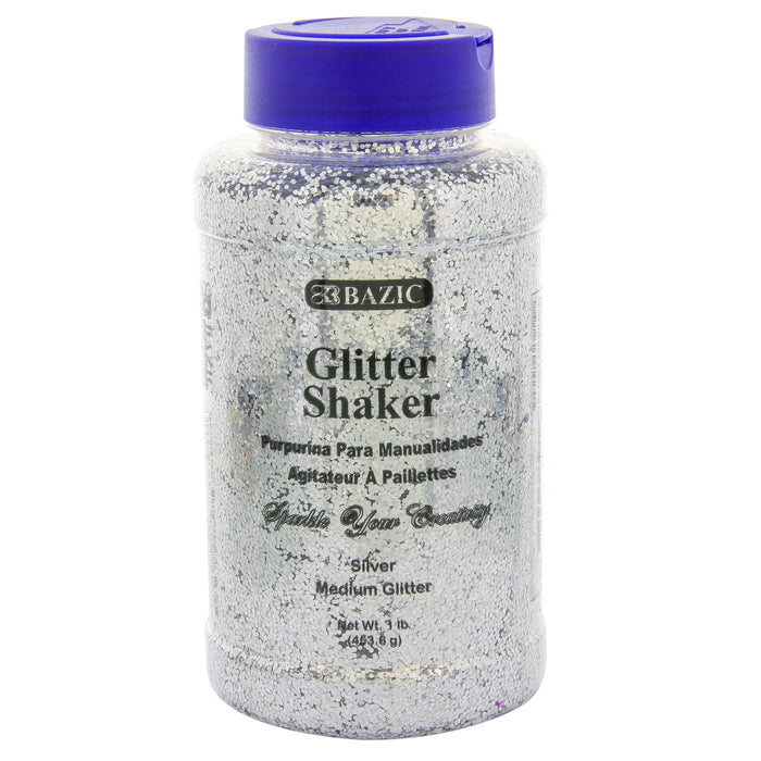Silver Glitter Shaker BAZIC Bottle 16oz Jar 1lb Crafts Art Project Sparkle Shine