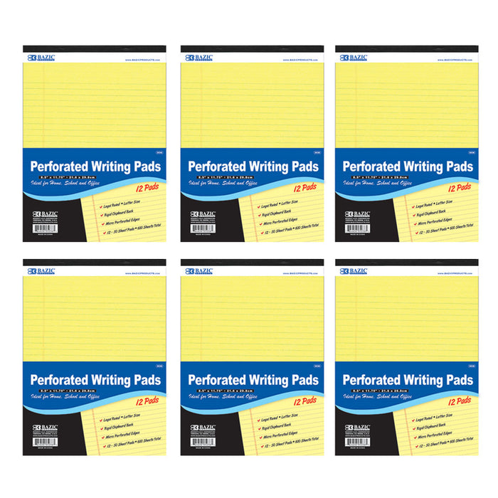 6 Pc Legal Pads Ruled Perforated Writing Pad 50 Sheets Letter Size 8.5 x 11.7