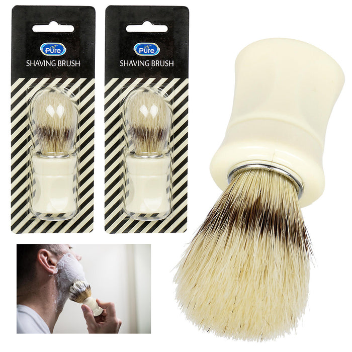 2pc Shaving Brush Perfect Shave Barber Hard Plastic Handle Badger Hair Soft Feel