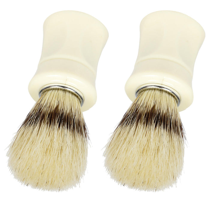 2pc Shaving Brush Perfect Shave Barber Hard Plastic Handle Badger Hair Soft Feel