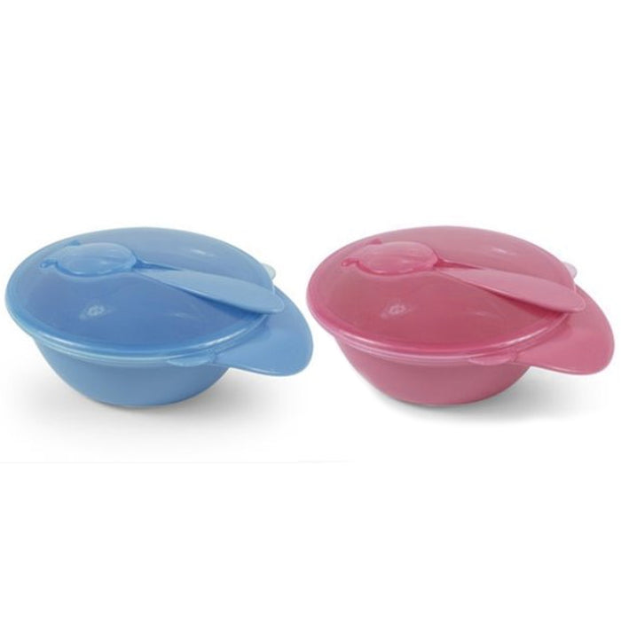 1 Baby Kid Food Bowl Dish w/ Spoon & Lid Container Feeding Child Plate BPA Free