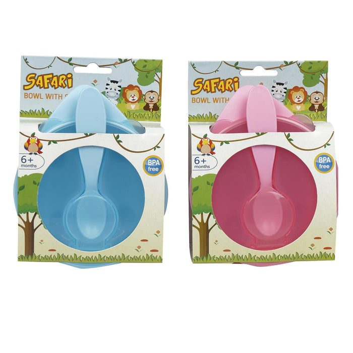 1 Baby Kid Food Bowl Dish w/ Spoon & Lid Container Feeding Child Plate BPA Free