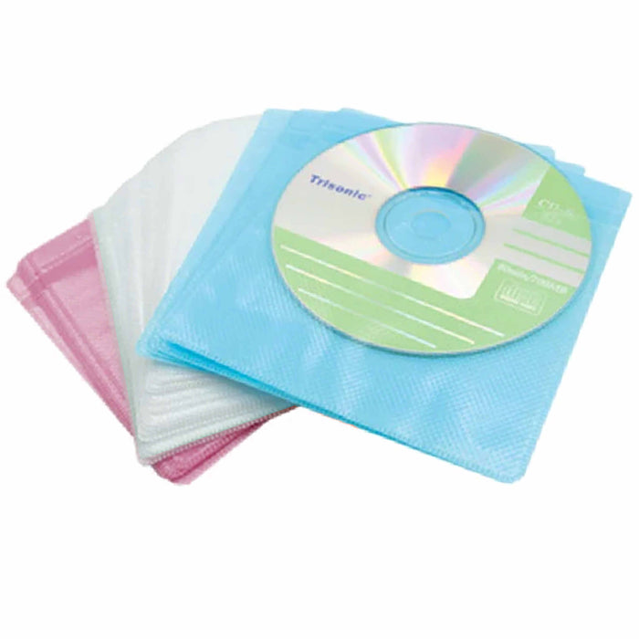 50 Double Sided Plastic CD DVD Sleeves Clear Window Disc Envelopes Storage Case