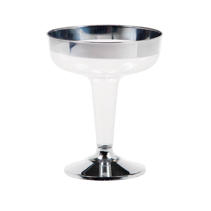 10 Plastic Champagne Wine Flutes Disposable Glasses 4.5oz Wedding Party Silver
