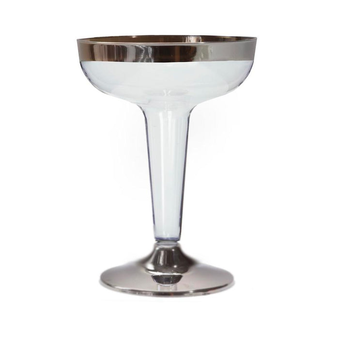10 Plastic Champagne Wine Flutes Disposable Glasses 4.5oz Wedding Party Silver
