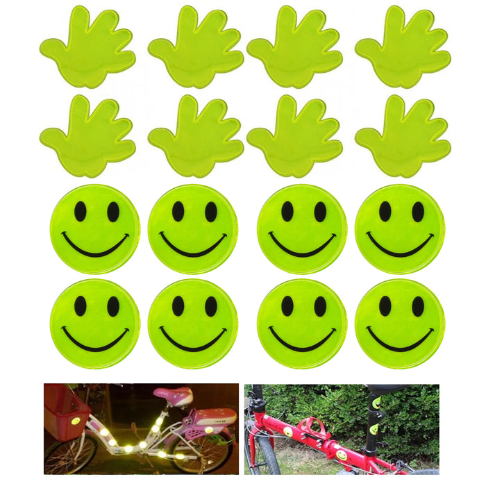 32pc Reflective Stickers Smile Emoji Neon Bumper Decals Night Safety Car Bicycle