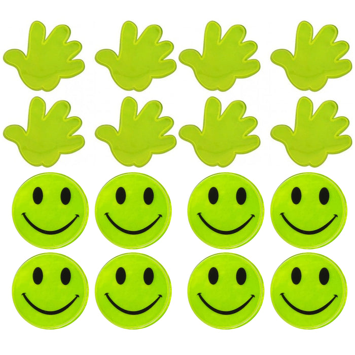 32pc Reflective Stickers Smile Emoji Neon Bumper Decals Night Safety Car Bicycle