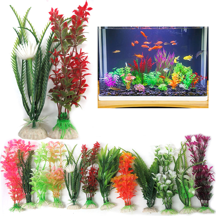 aquarium plants plastic 4pc Aquarium Artificial Plants Fish Tank Plastic Grass Decorations Terrariums 6"
