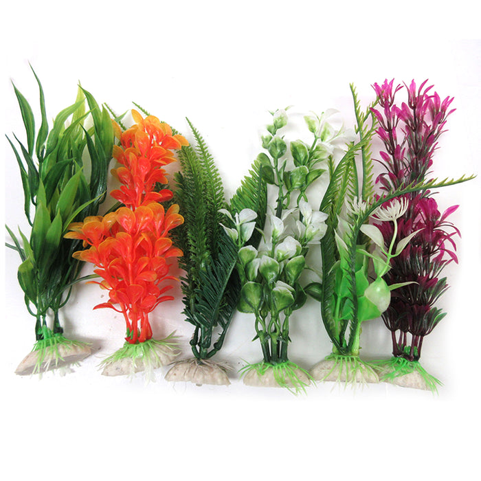 4pc Aquarium Artificial Plants Fish Tank Plastic Grass Decorations Terrariums 6"