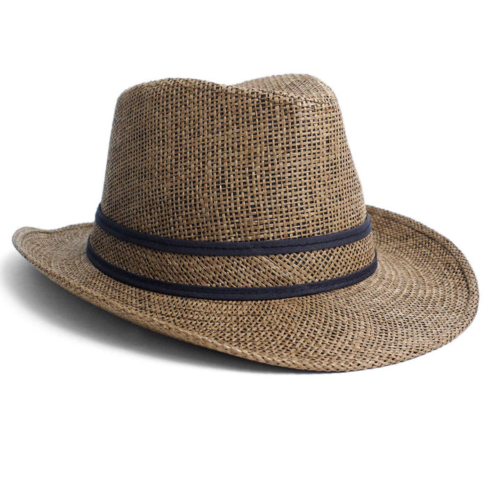 Beach Classic Trilby Short Brim Fedora Hat Band Cuban Cap Summer Men Women L/XL